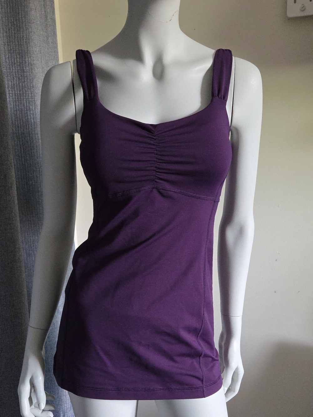 lululemon athletica Aria Tank Deep Purple Ruched Bust Tank Top w Built In Bra